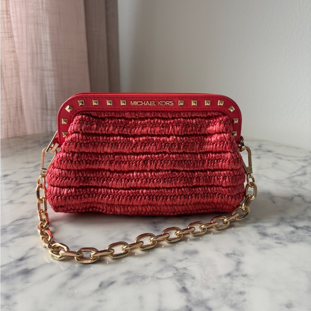 Michael Kors Red Woven Clutch